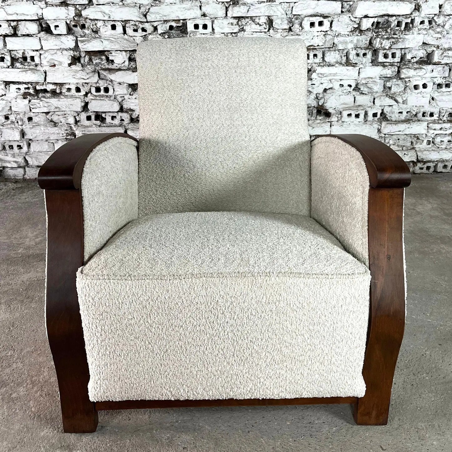 Vintage Dutch Boucle Art Deco Armchair