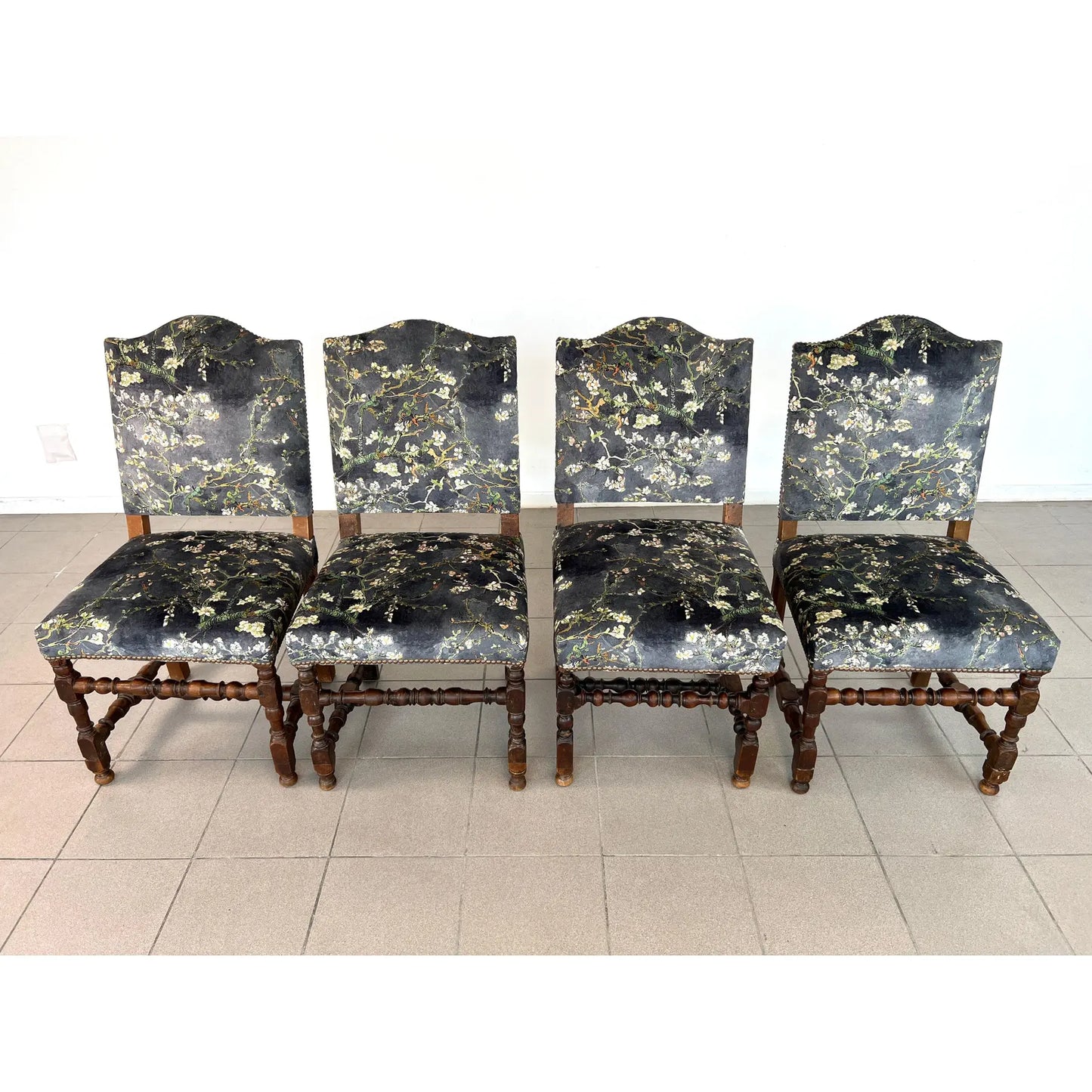 Vintage Louis XIII Style Dining Chairs – Set of 4